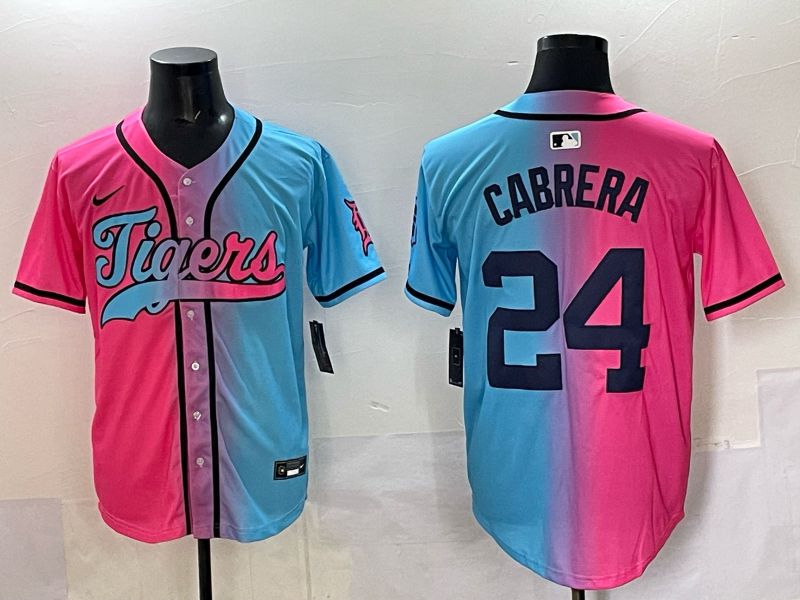 Men 2025 Detroit Tigers #24 Cabrera Blue pink Game Nike MLB Jersey style 01->detroit tigers->MLB Jersey